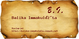 Balika Immakuláta névjegykártya
